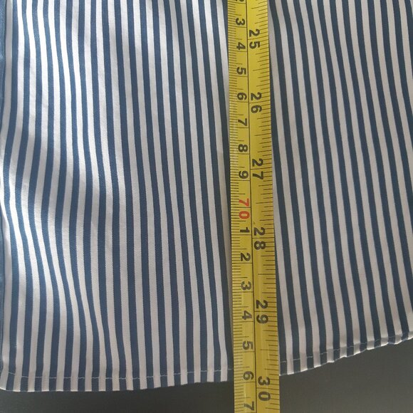 Faconnable Classique SZ L Navy & White Bengal Striped Men's Button Up Shirt - Picture 15 of 15